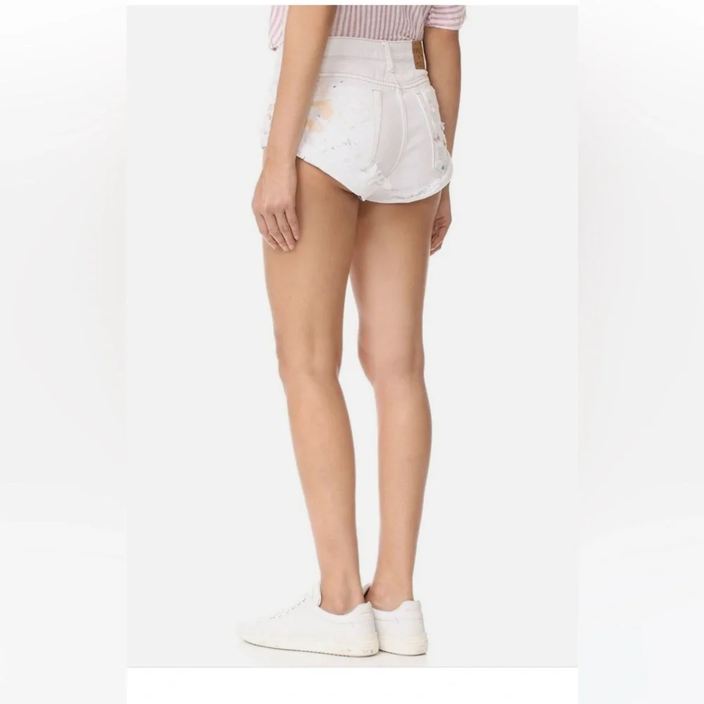 One Teaspoon Cocoa Cash Bandits White Painted  Jean Shorts - Picture 3 of 16